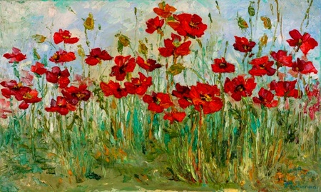 Василенко_ОТТЕНКИ КРАСНОГО, 60X100, oil on canvas